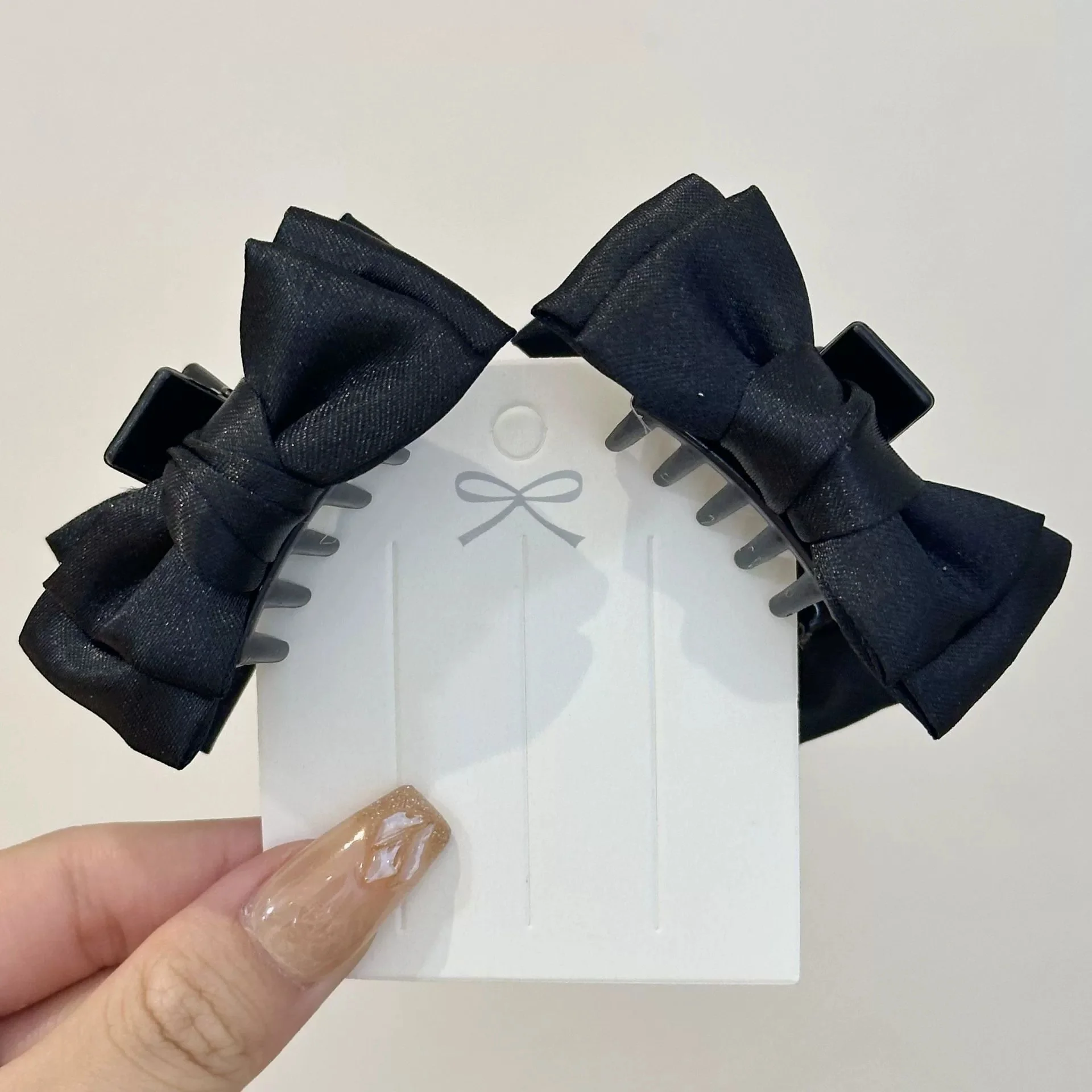 2Pcs Women Small Bow Hair Claw Clips Sweet Princess Headwear Fringe Hair Clips Barrettes for Girls Fashion Hair Accessories