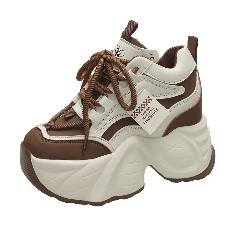 Sneakers con Zeppa Alta Autunno Inverno con Plateau Scarpe Casual da Donna per Esterno Scarpe da Ginnastica con Lacci nascoste da Donna Sneakers