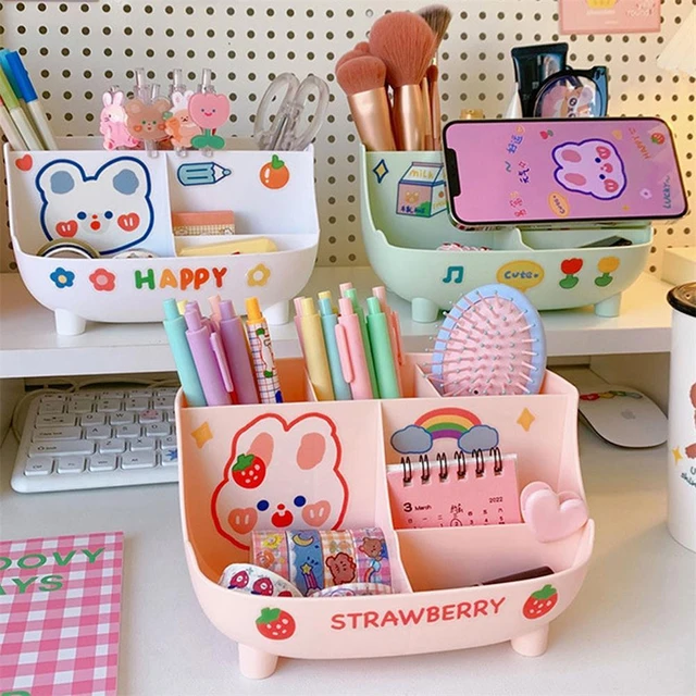 DIY Multifunctional Desktop Pen Holder Organizer Ins Kawaii Large Capacity  Cute Storage Box Makeup Brush Holder Pencil Case - AliExpress