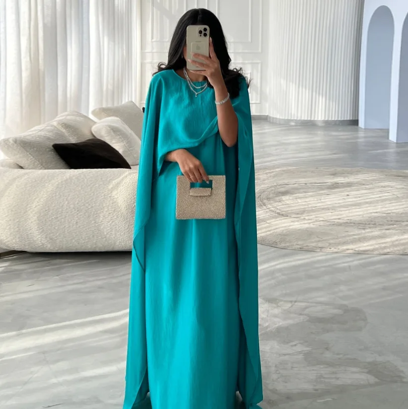 

Dubai Turkey Kaftan Satin Muslim Maxi Dress Marocain Abaya Saudi Arab Robe Party Gown Eid Djellaba Islam Jalabiya Prayer Abayas