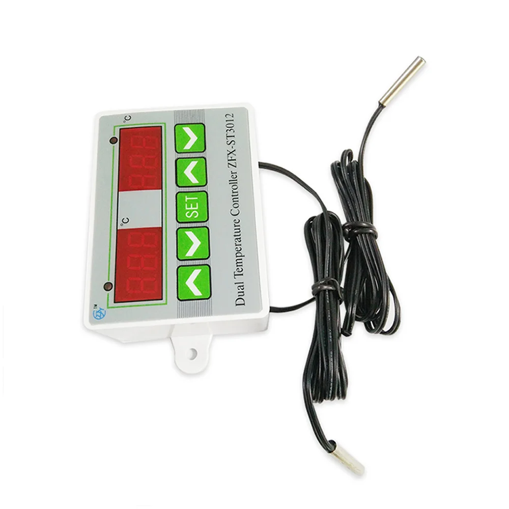

ZFX-ST3012 Dual Temperature Controller Digital Thermostat Incubator Control Microcomputer Dual Probe AC 220V 12V 24V