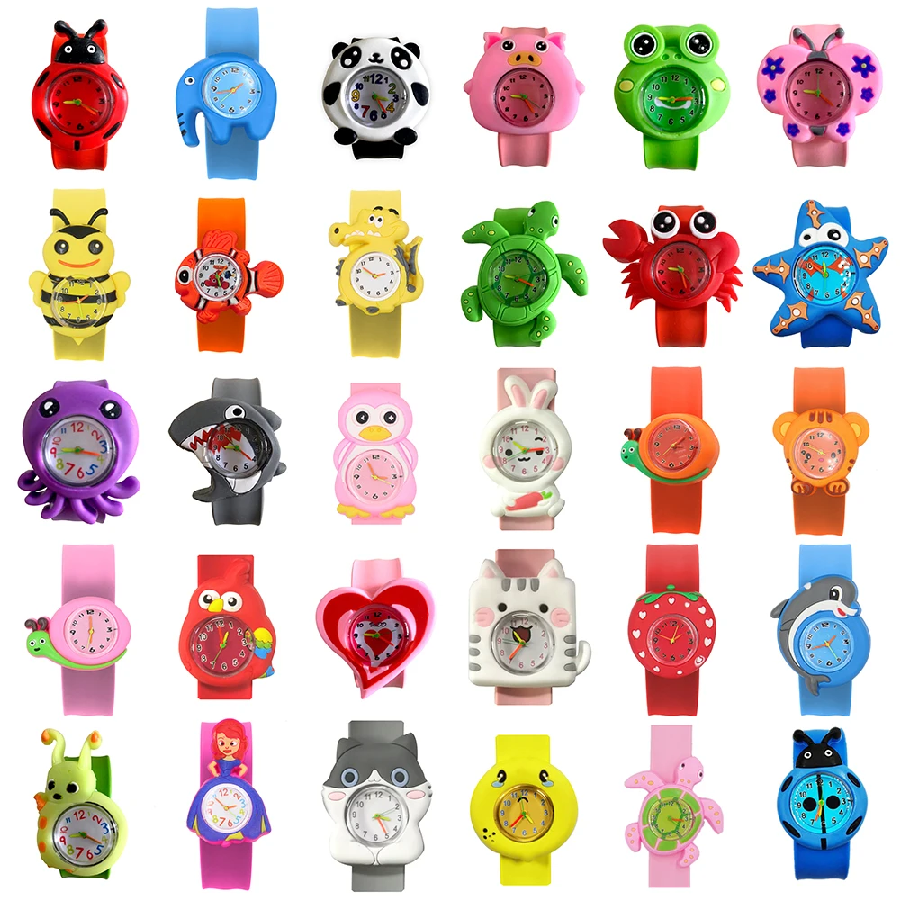 30 Cartoon Styles Children Kids Quartz Wrist Watches Colorful Bend Slap Strap Kids Watch Girl Boy Christmas Party Gift Clock 2