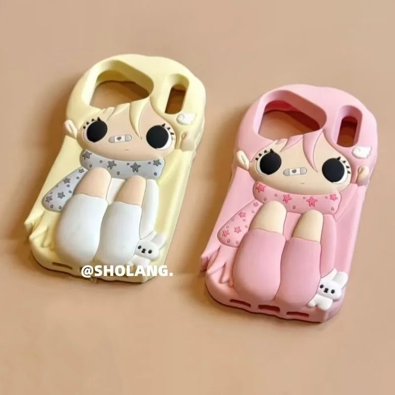 3D Cartoon Cute Star Scarf Girl Silicon Soft Phone Case Cover