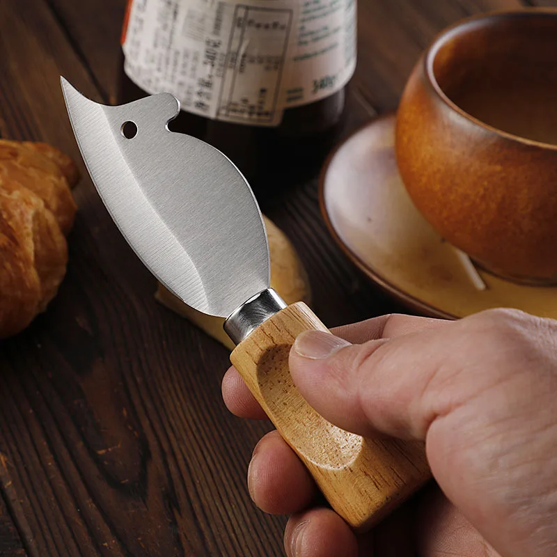 Rubber Wooden Handle Cheese Knife Butter Cutter Fruit Knife Mini Cheese Cutter for Cool Meat Charcuterie Board Tools