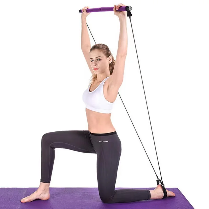 

Pedal Exerciser Pilates Multi-Functional Pilates Bar Fitness Yoga Pull Rods Portable Gym Resistance Band Trainer Elastic Rope