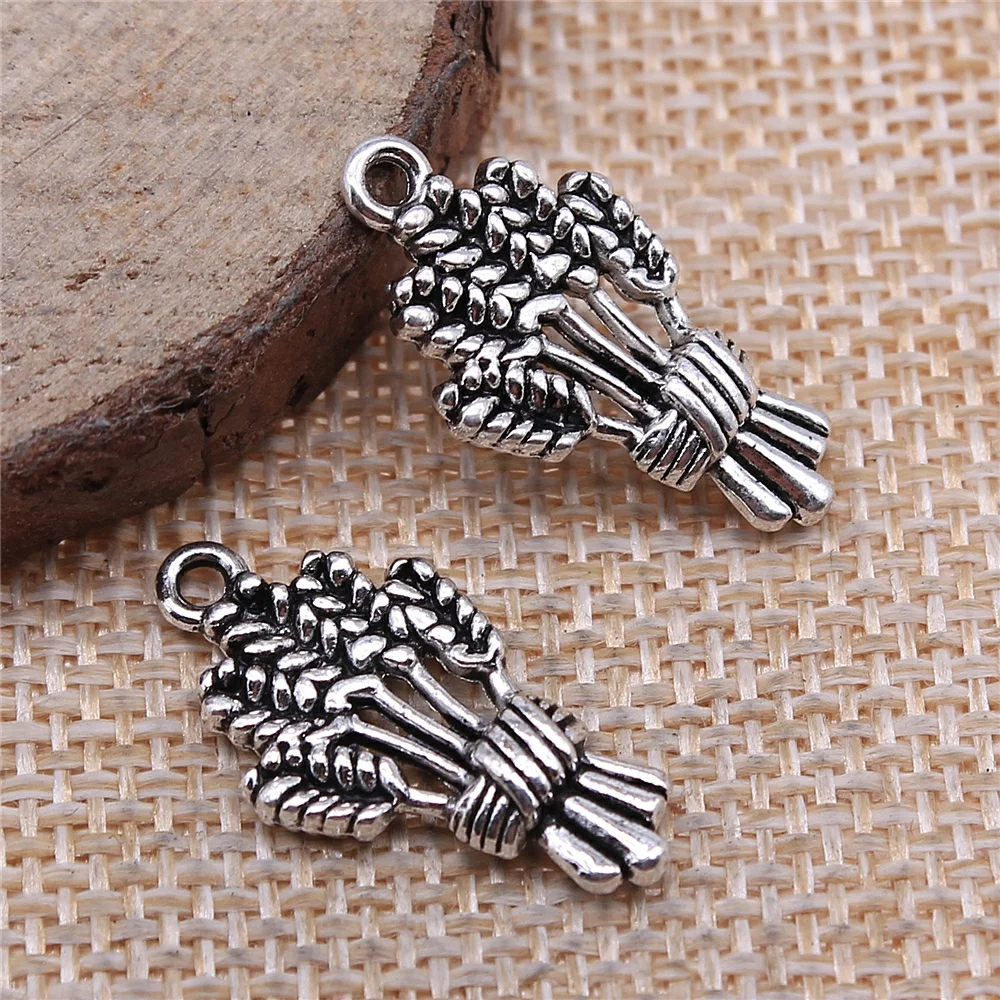WYSIWYG 10pcs 24x13mm 밀 쌀 매력 펜 던 트 쥬얼리 만들기 골동품 실버 컬러 밀 펜 던 트 매력