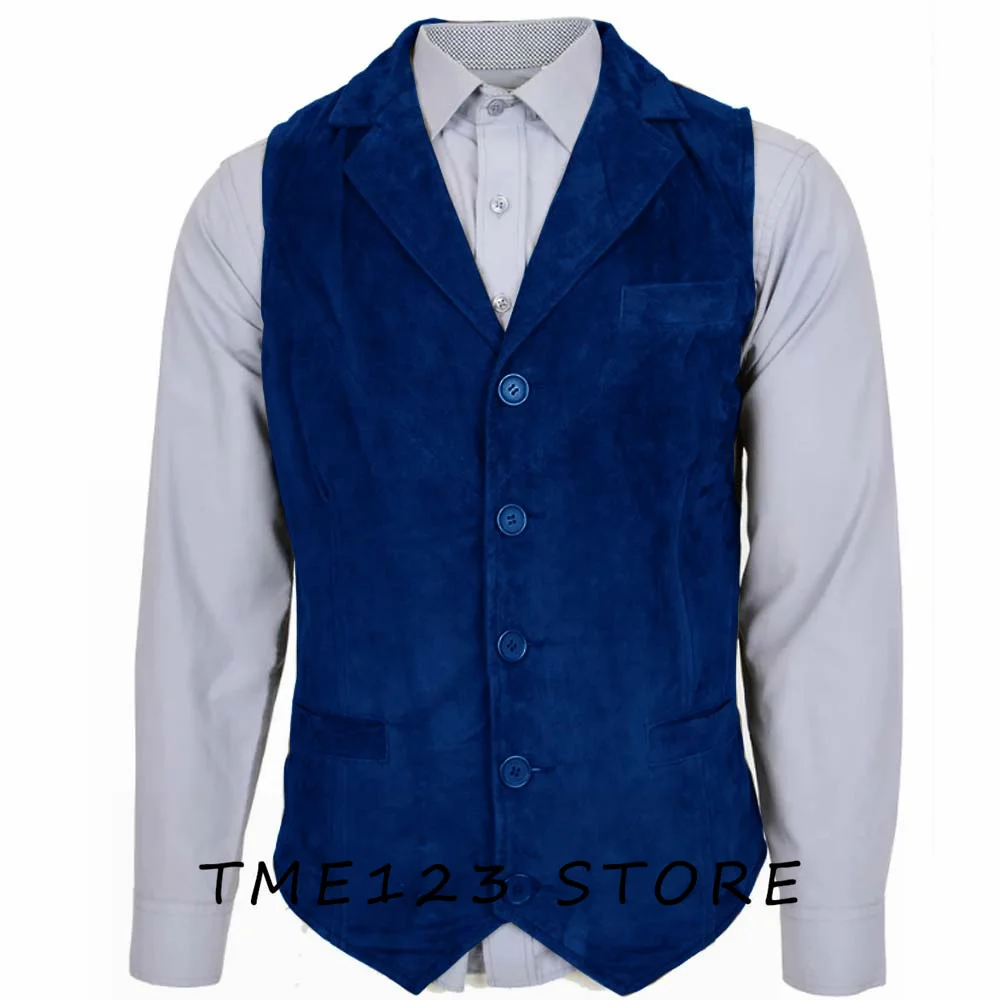 Men's Suede Casual Business Collar Single Breasted Vest Suit Jackets Gothic Chaleco Wang Formal Wear Steampunk Male Vests Gilet