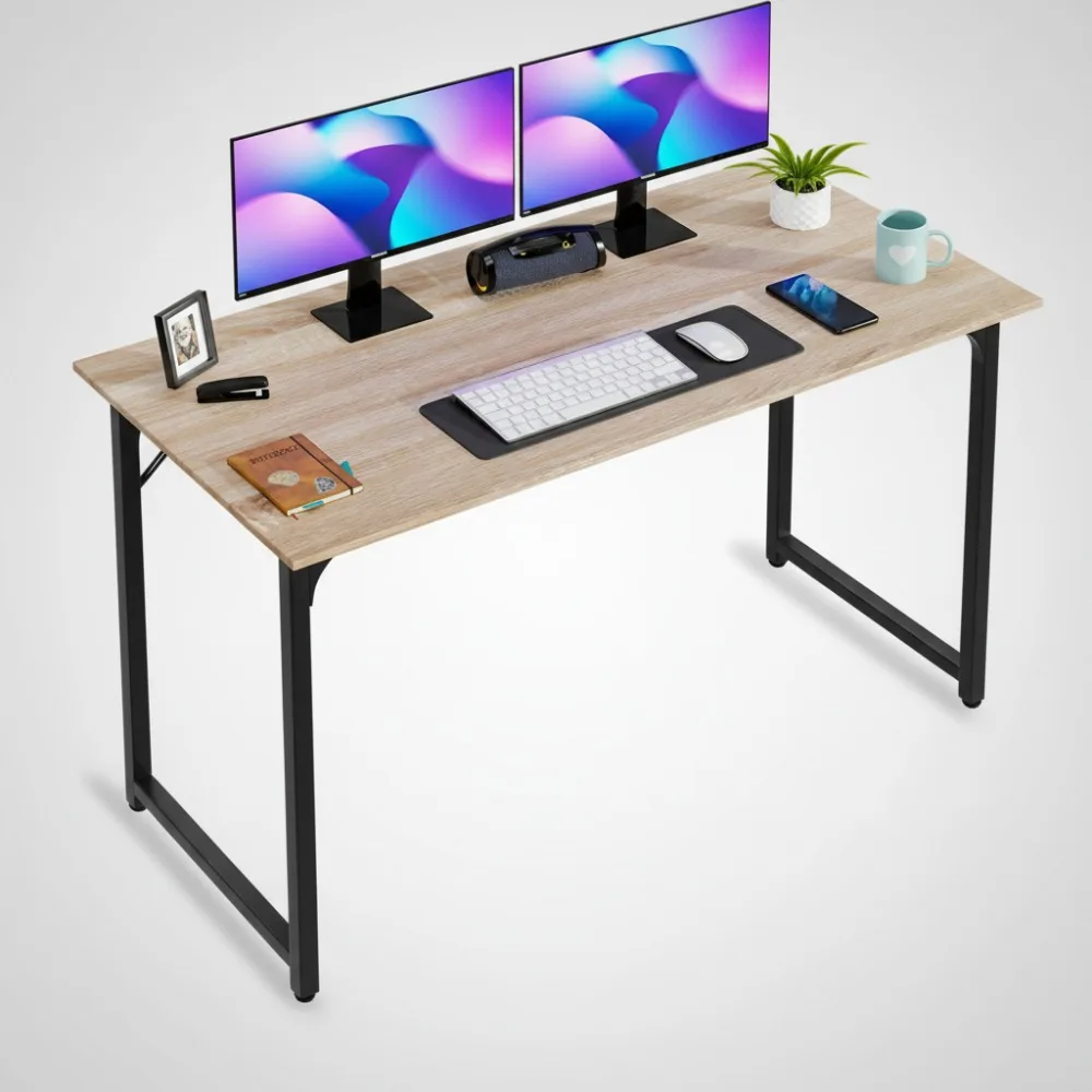 47 Inch Computer Desk with Metal Frame, Adjustable Feet, Water ...