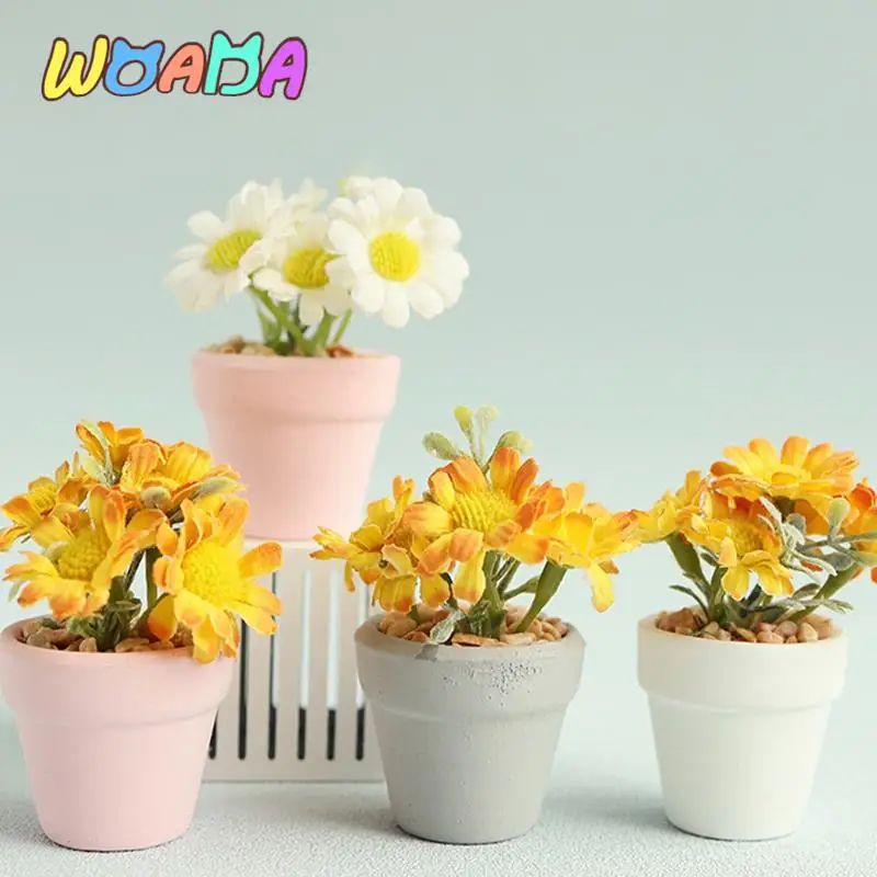 

1:6 Dollhouse Miniature Daisy Potted Plant Flower Pot Bonsai Garden Home Model Decor Toy Doll House Accessories