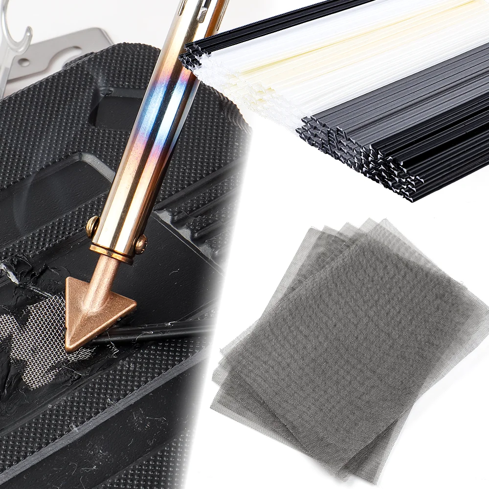 Plastic Welding Kit 55/110Pcs Plastic Welding Kit ABS PP PVC PE Plastic Welding Rods 304 Stainless Steel Repair Mesh Car Bumper Repair Tool