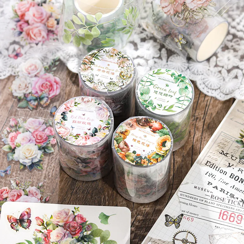 

Card Lover 1 Roll [Colorful Flower Bouquet Series] Aesthetics Journal Masking Tape PET Washi Tape Material Scrapbook Kit