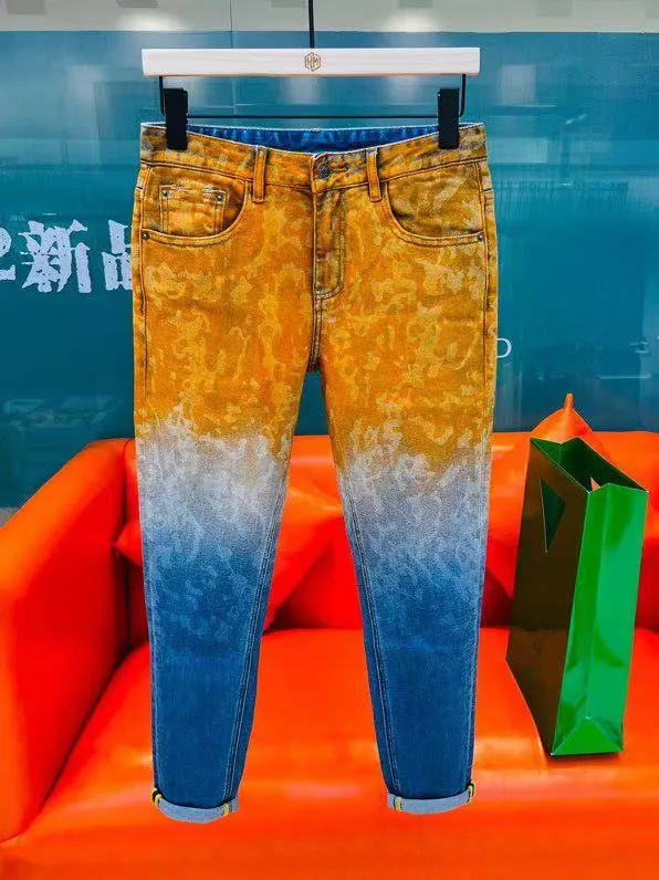 A10709 moda męska Jeans 2022 Runway luksusowe znane marki wzór