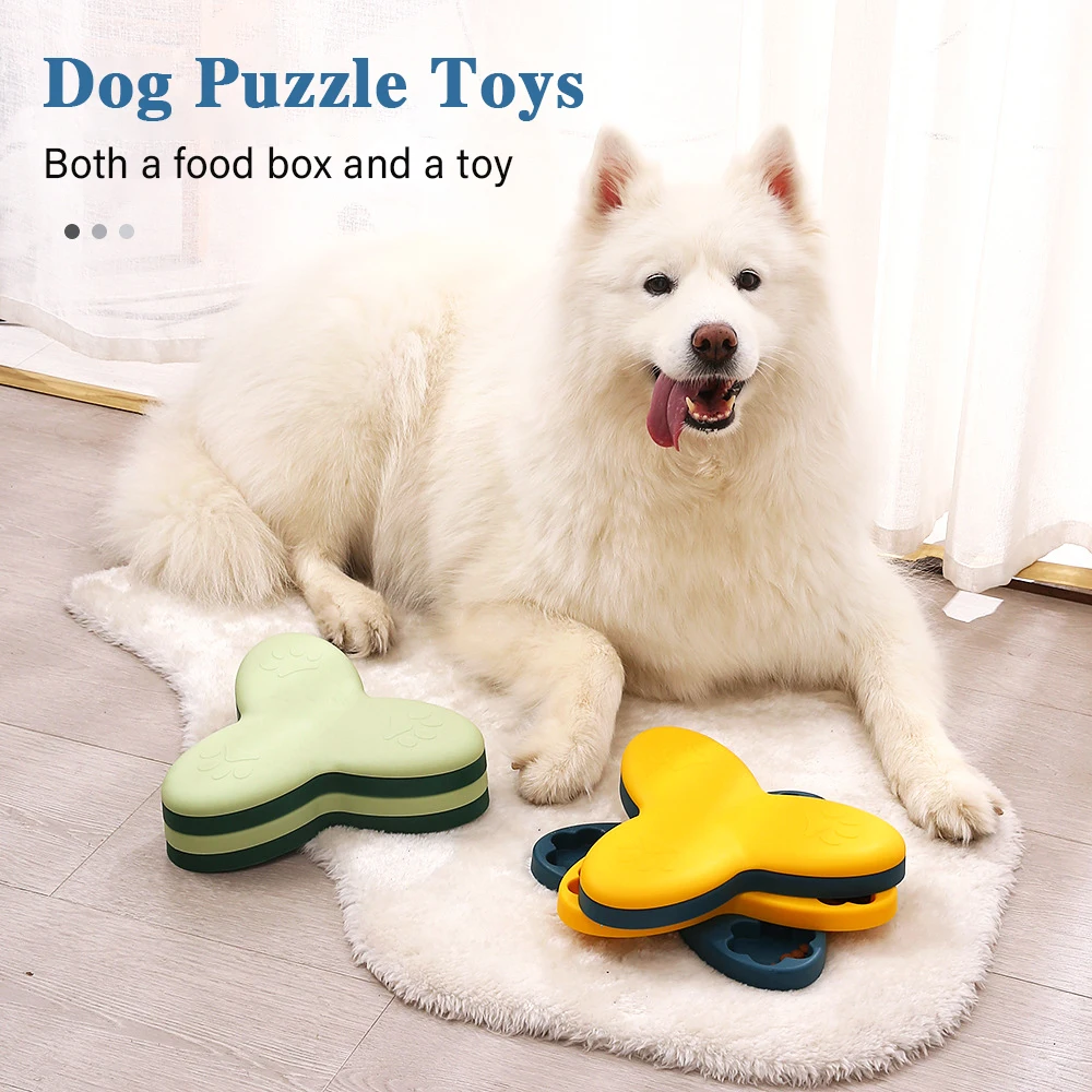 

Pet Dog Puzzle Toys Interactive Turntable Slow Feeder Increase IQ Food Dispenser Slowly Eating NonSlip Bowl Dogs Training Game