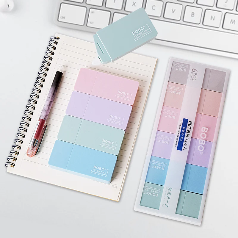 6-Piece Kawaii Correction Tape Set MultiColor Error Erasers for Students Must-Have Back to School Stationery Correction Supplies