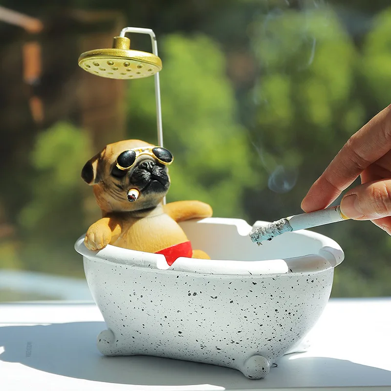 

Modern Style Ashtrays Cool Dog Bathtub Ash Tray Lovely Living Room Table Ornaments Cute Miniatures & Figurines Desk Accessories