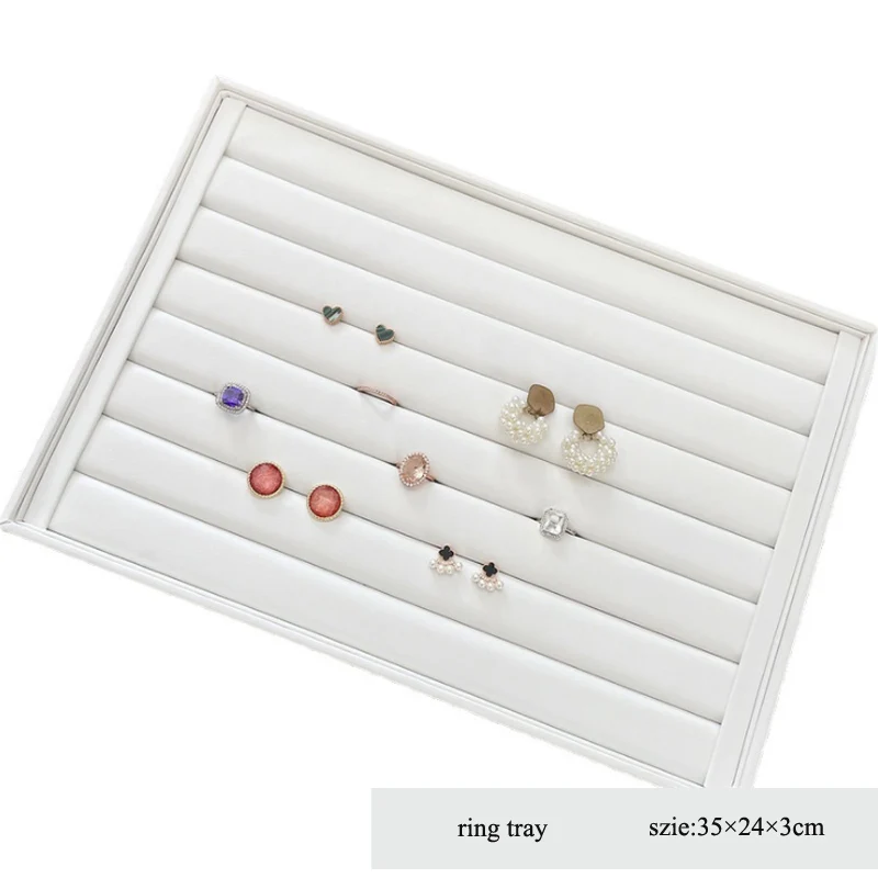 Tray for Storage Rings Bracelet Exhibition Black/White PU Leather Jewelry Pallet Necklace Jewelry Organizer Showcases
