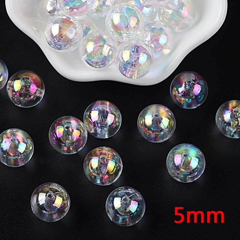 Acrylic Beads 4-14mm AB Colour Round Loose Spacer For Jewelry Making DIY Clothing Accessories