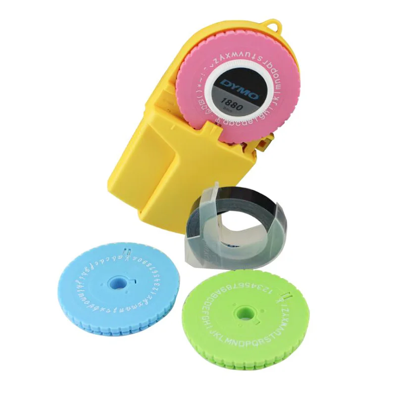 Dymo 1880 Organizer Xpress 수동 라벨 메이커 프린터, 3D 엠보싱 DIY 인쇄 9mm PVC 라벨 테이프 미니 휴대용 프린터