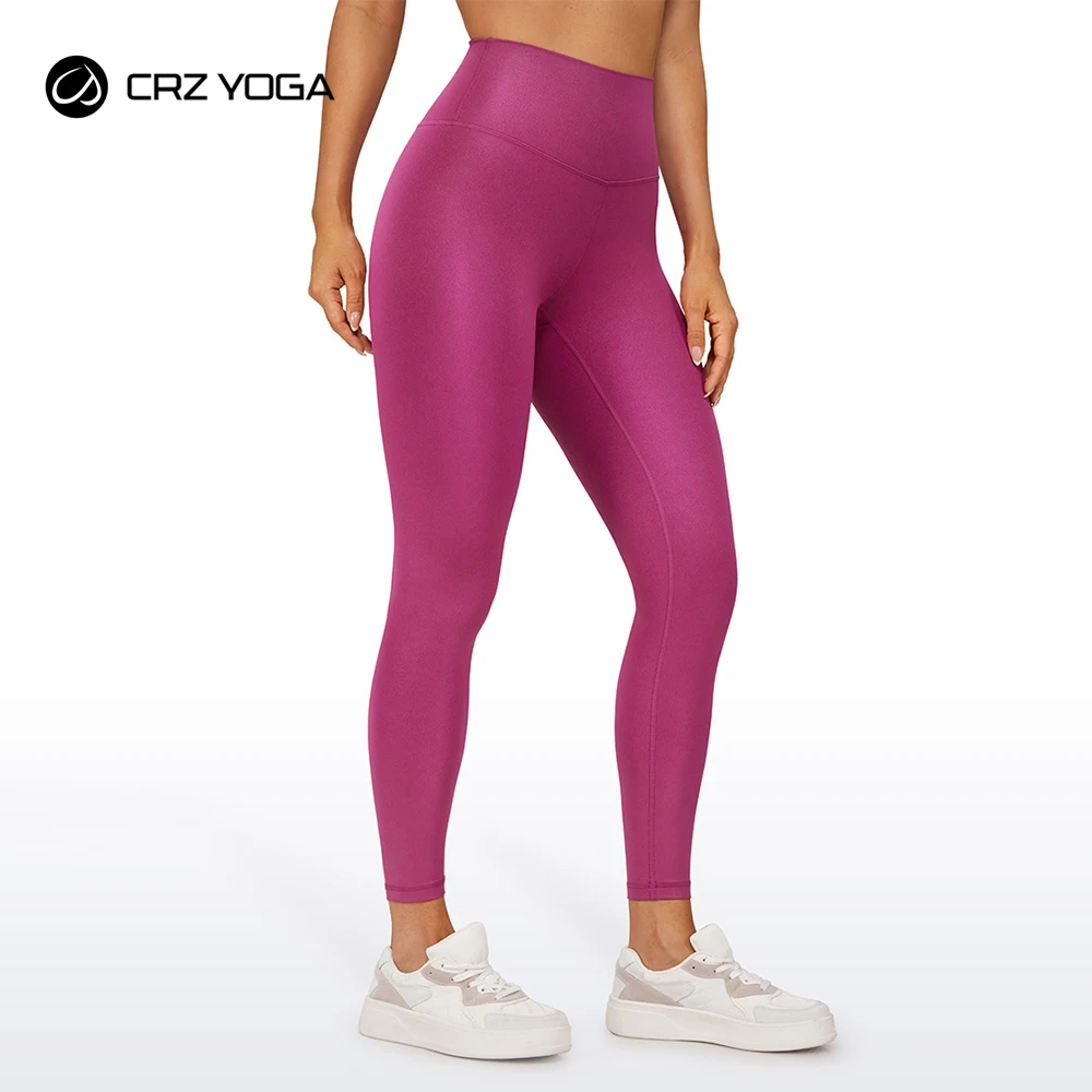 

CRZ YOGA Butterluxe Matte Faux Leather Leggings for Women 25''/28'' - High Waisted Stretch Ankle Leather Pants Pleather Tight