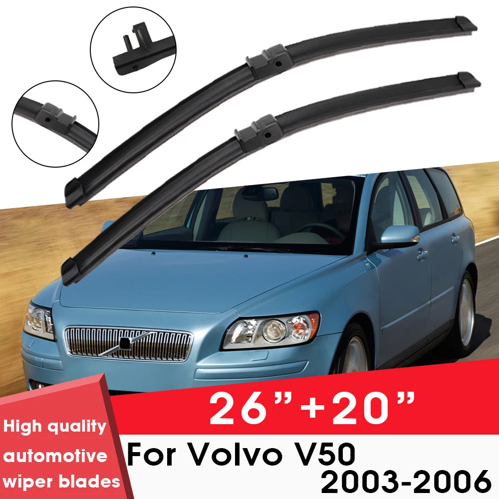 

Car Wiper Blade Blades For Volvo V50 2003-2006 26"+20" Windshield Windscreen Clean Naturl Rubber Cars Wipers Accessories