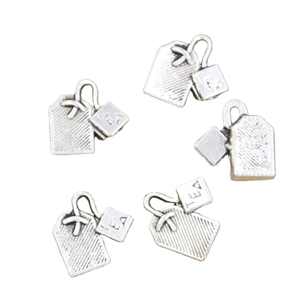 골동품 티백 15x15mm, 빈티지 티베트어 실버 색상 DIY 수제 보석 만들기 펜..