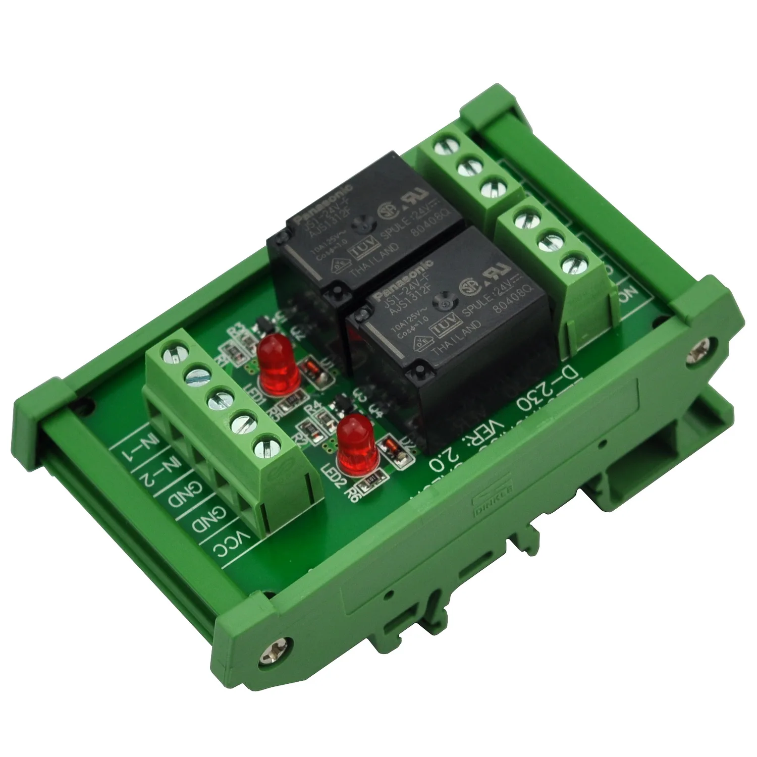 

Электроника-салонное крепление на DIN-рейку 2 SPDT 10Amp Модуль интерфейса реле мощности, версия 24 В постоянного тока.