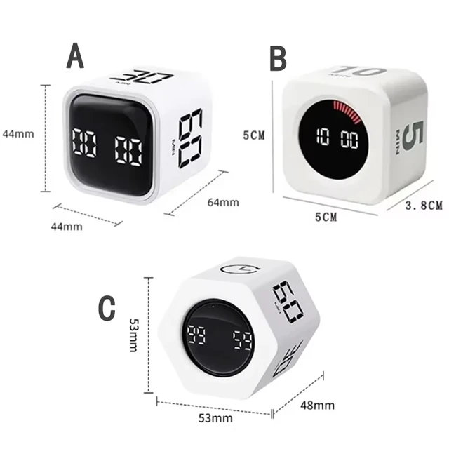 LED Display Productivity Cube Timer Gravity Sensor Flipping Preset Time Dual Modes Countdown Cooking Digital Timer Oven 2