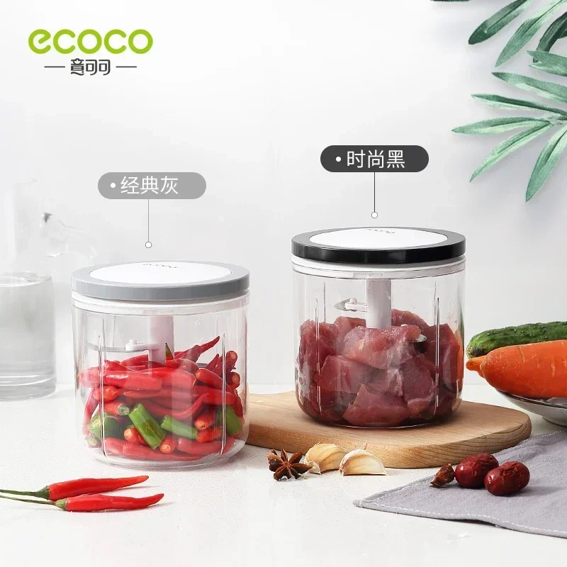 Ecoco Portable Hand-held Vegetable Cutter Kitchen Multi-function Manual Garlic Press Grinder Meat Cutting Machine