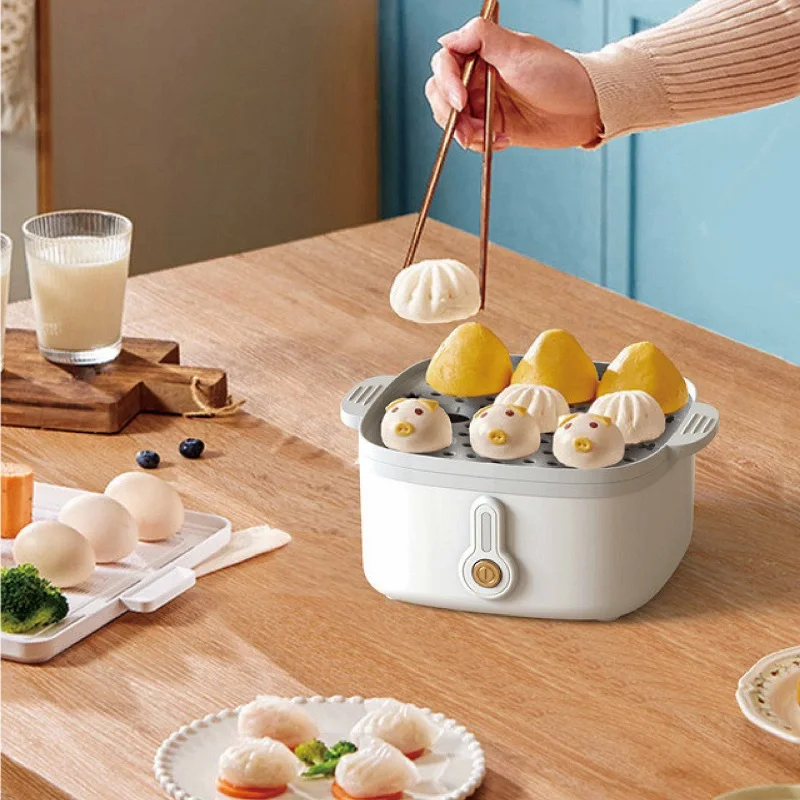 220V Electric Steamer Kitchen Egg Cooker Multi-functional Breakfast Machine Auto Power-off Suitable For Steamed Vegetables/Pasta