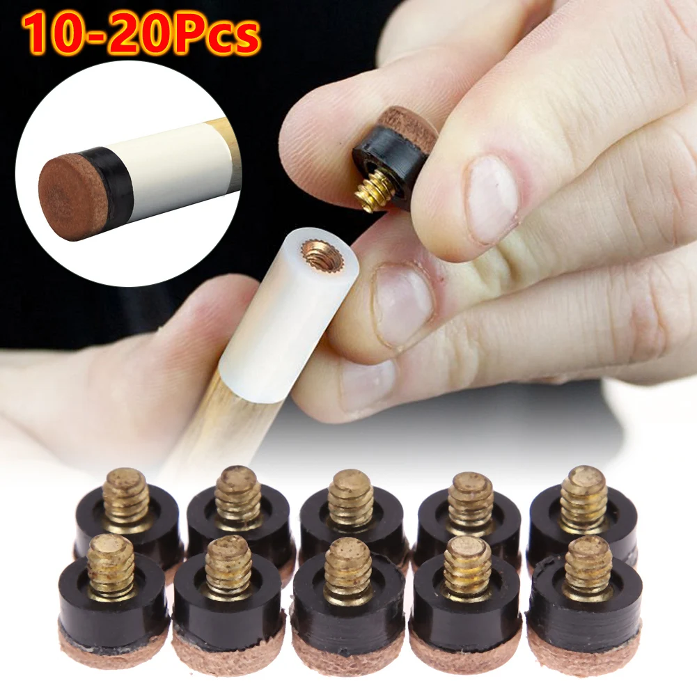 10-20Pcs 10mm Screw In Cue Tips Snooker Pool Billards Tip Head Replacement Parts Economic Pool Table Club Snooker Cue Accessory