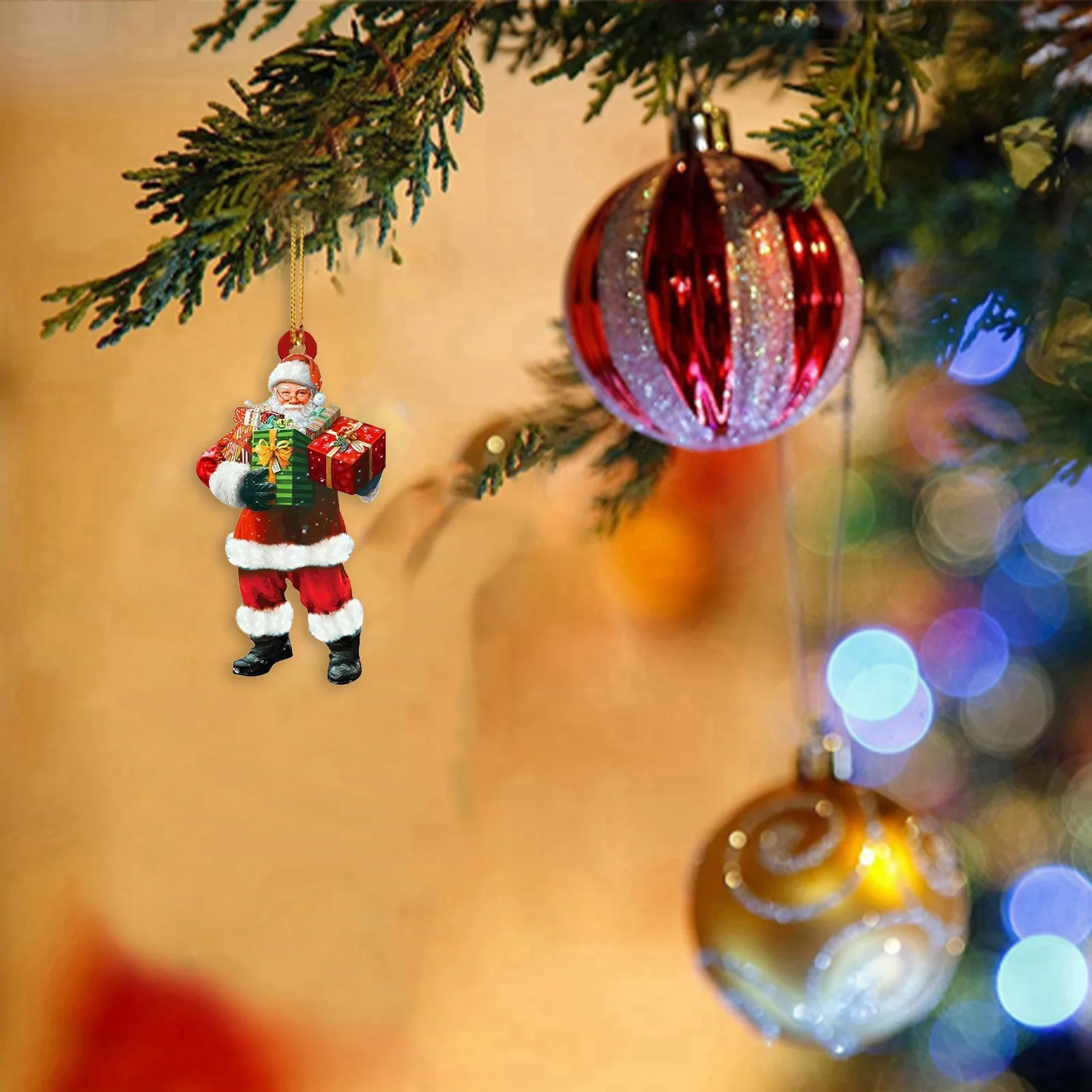 

Acrylic Decoration Funny Ornament Christmas Cute Little Pendant Christmas Decor Santa Home Holiday Party Gift Charm Accessories