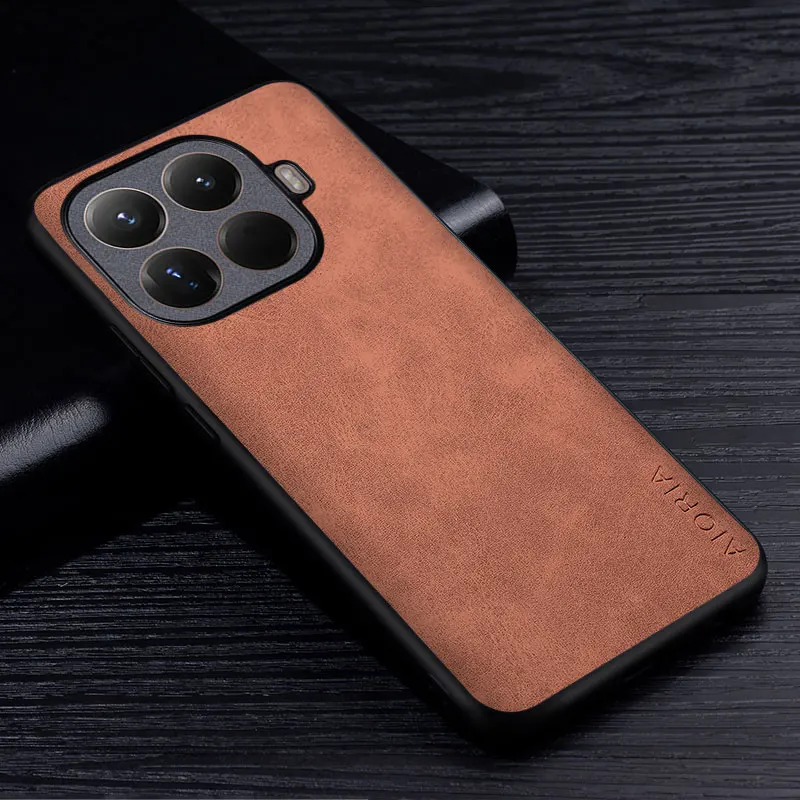 Premium Scratch-Resistant PU Leather Phone Case in Solid Color