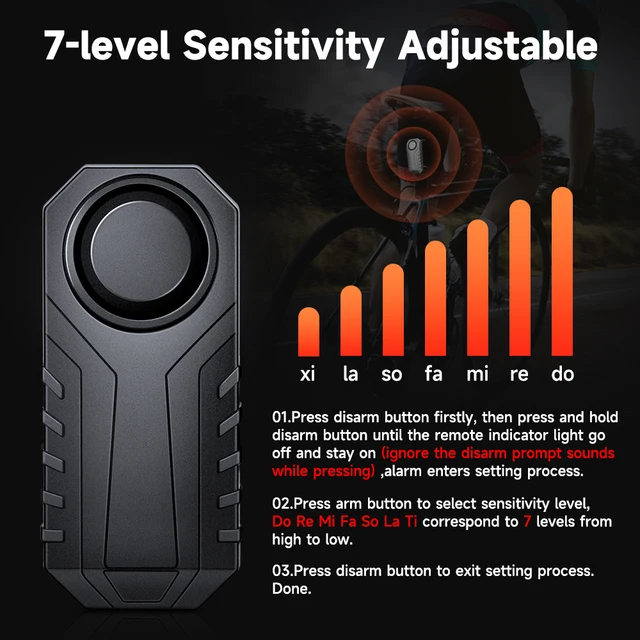 WSDCAM Waterproof Cycling Bike Alarm Security 113dB Loud Anti Theft Motorcycle Alarm Vibration Motion Sensor For Bike Scooter 3