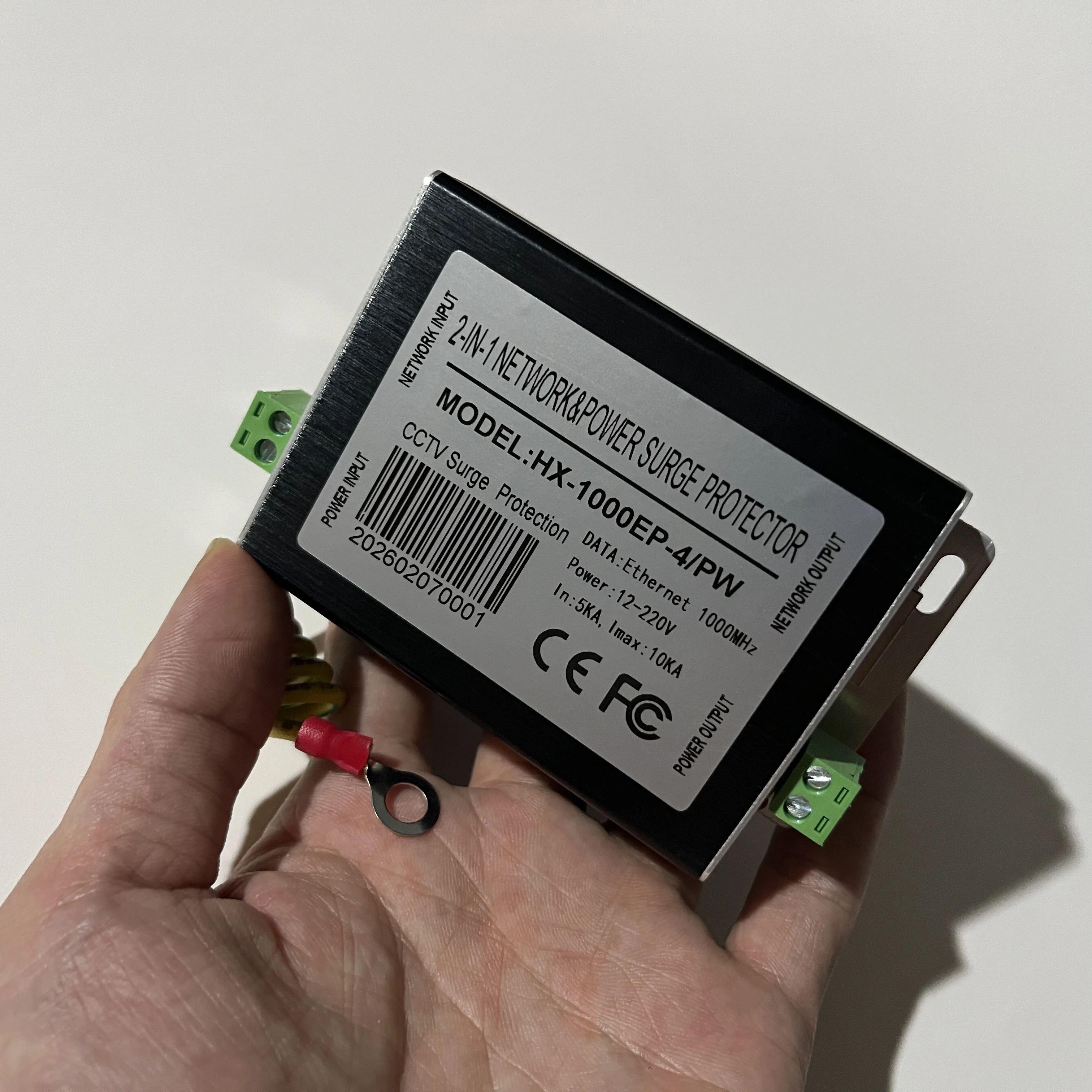 기가비트 1000Mbps 네트워크 전원 2 in 1 서지 보호기 220V 10KA RJ45 이더넷 보호 장치 (IP 카메라용)