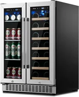 Beverage Refrigerator 24 inch, Dual Zone Wine Cooler Under Counter Lockable 20 Bottles and 88 Cans Fridge Built in Freestanding 1
