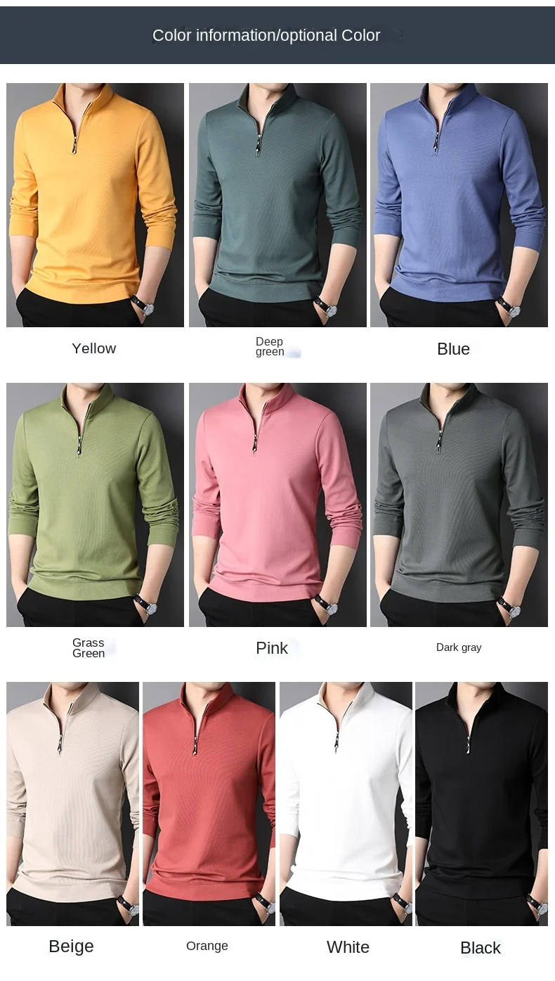 Polo da uomo con cerniera di lusso di marca di moda di alta qualità di nuova moda da uomo casual tinta unita coreano tinta unita a maniche lunghe abbigliamento da uomo 2023_voghion.com
