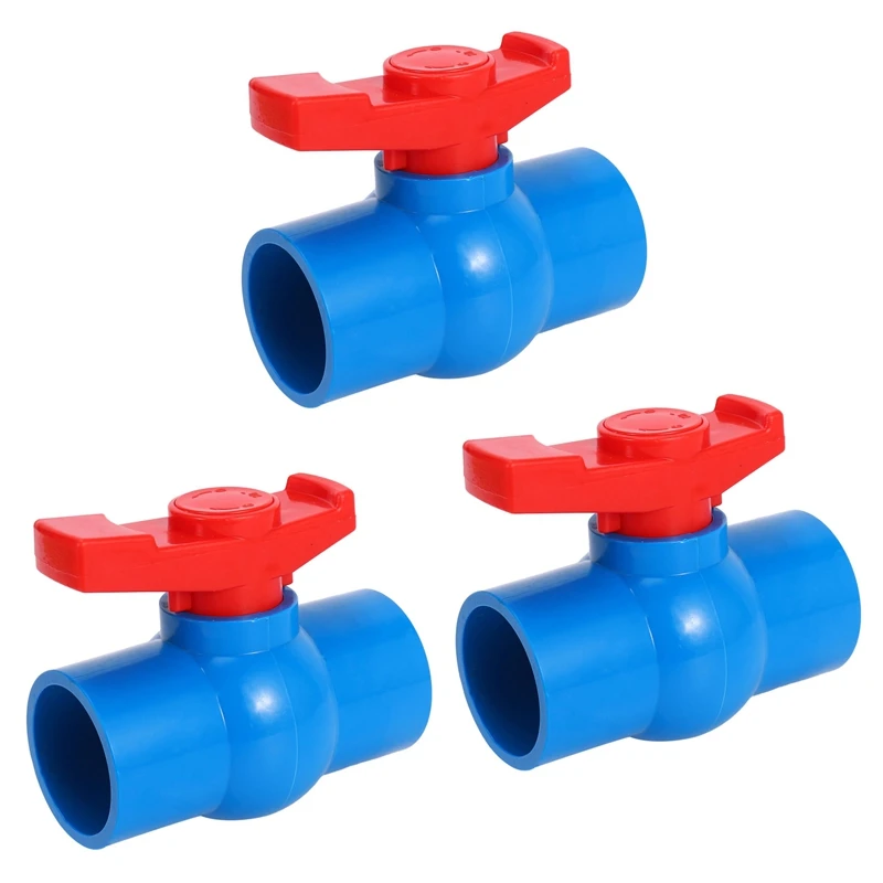 

Big Deal 3X 40Mm X 40Mm Slip Full Port Red Handle Lever U-PVC Ball Valve Blue