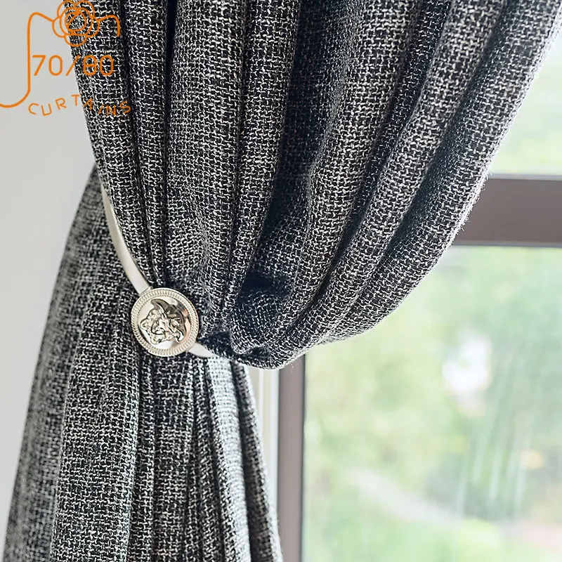 

New Japanese Style Mixed Color Ecological Cotton and Linen Curtains for Living Room Bedroom Dining Room Partition Bay Window