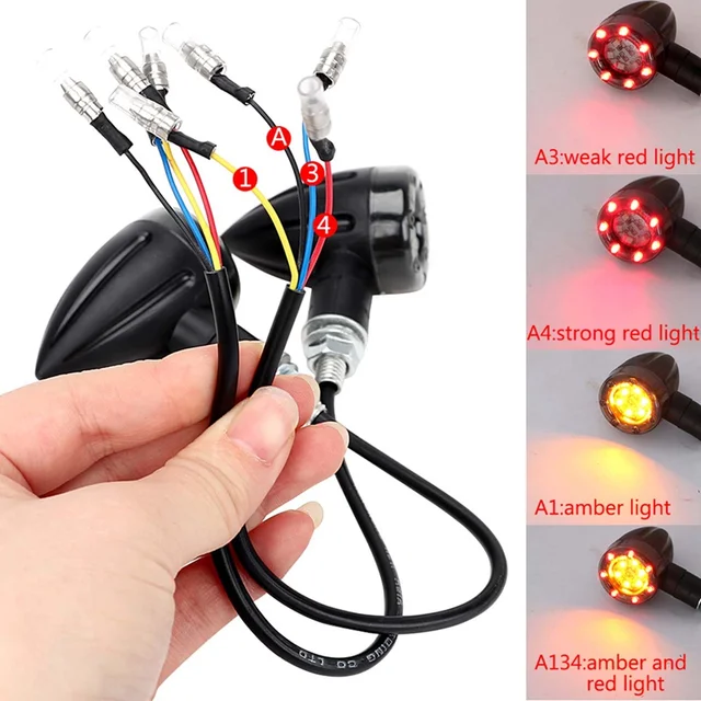 2/4Pcs Motorcycle LED Turn Signal Indicators Stop Light Mini Bullet Warning Lamp Blinker Light 12V For Honda Suzuki Kawasaki AE 2