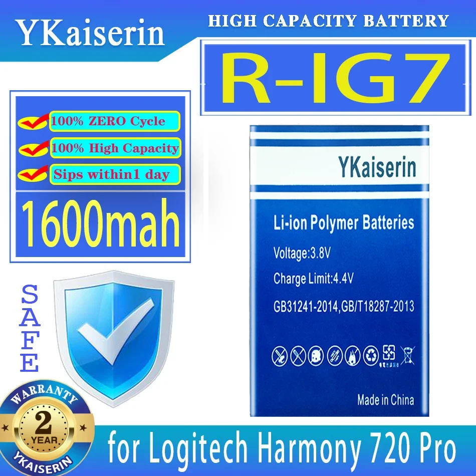Batteria Ykaiserin R-Ig7 (Harmony 880) 1600Mah Per Logitech Harmony 895 900 880 720 Pro 780 785 885 890