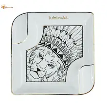 

Luxury Cigar Ashtray Large Capacity Ceramic Cigar Ashtray 2 Slot Home Lion Pattern Cigar Holder Ashtray CA-038