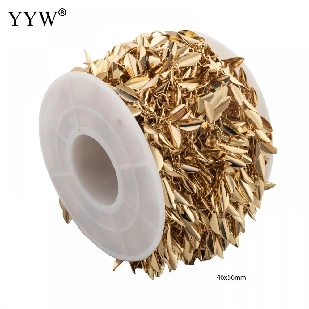 5m/Spool Brass Gold Plated Leaf Charms Bead  High Quality Bulk Chains Diy For Women Necklace Bracelet Jewelry Making Components