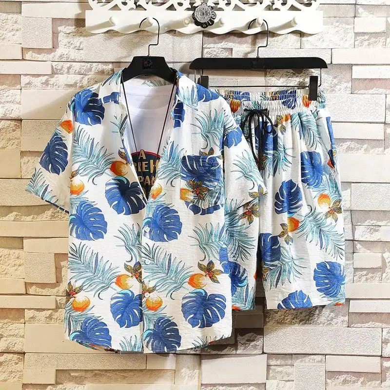 Shirt and Shorts Set Men's Short Sleeve For Beach Vacation