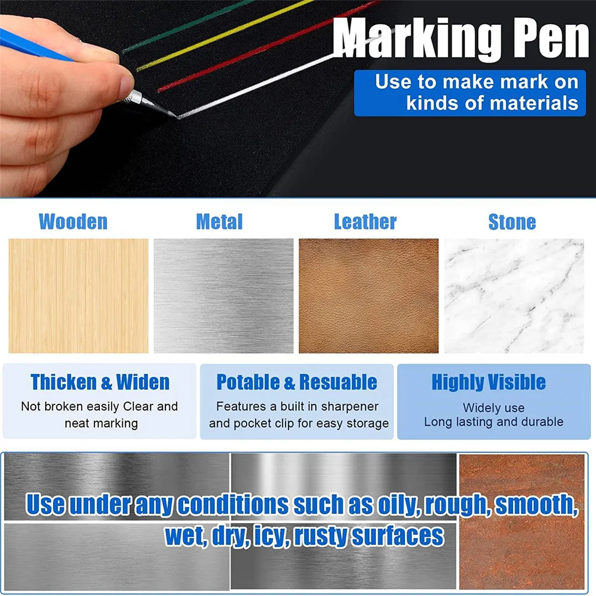 Welders Pencil Mechanical Pencils Metal Welding Marker 2 Pcs 48 PCS Round Refills