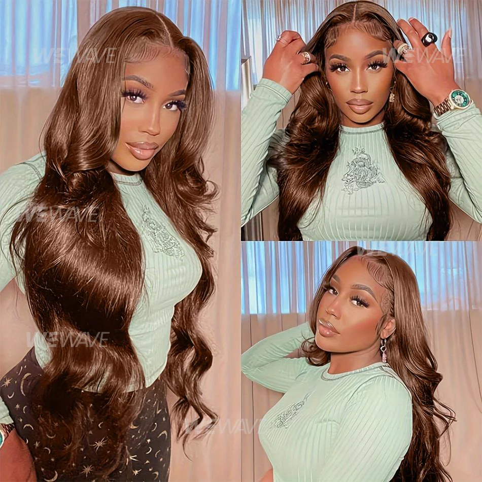 HD 13x6 Chocolate Brown Body Wave Lace Front Wig 13x4 Lace Frontal Wig Human Hair Pre Plucked 100% Colored Human Hair Wigs