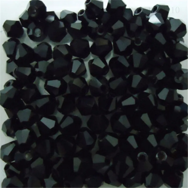 Elegant Black and Silver Bicone Crystal Glass Beads - 100pcs Set
