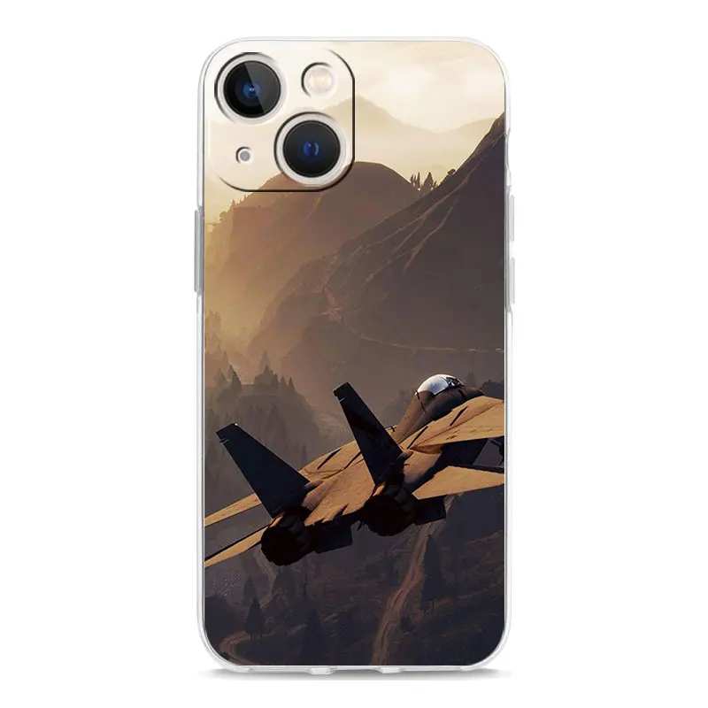 Clear Shockproof Silicone TPU Phone Case with Fighter Plane Design