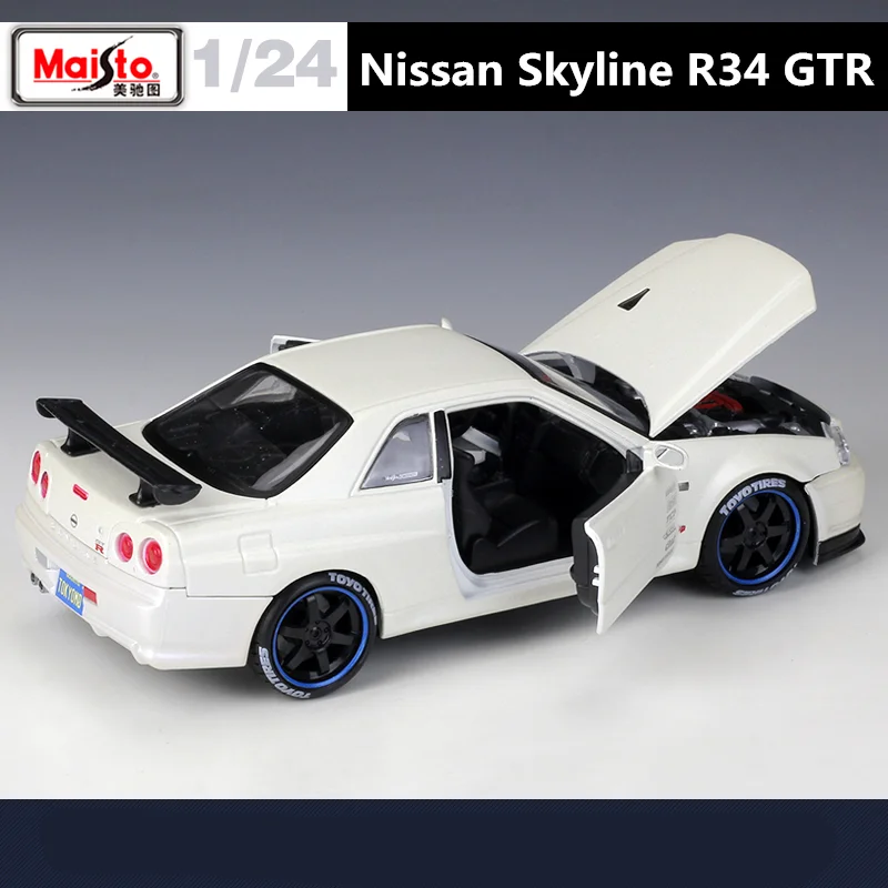 Maisto 1:24 Nissan Skyline GTR R34 Alloy Sports Car Model Diecast