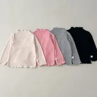 MiniAinis Autumn Winter New Baby Half High Collar Solid Color With Long Sleeved T-shirt Underneath Girls Cotton Underlay Top 1