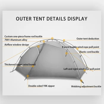 3F UL GEAR Taiji 2 Tent 15D Nylon Fabic Double Layer Waterproof Tent for 2 Persons 3